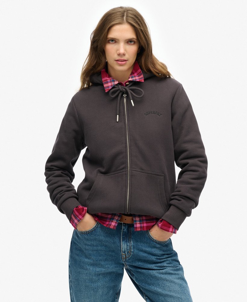 borg gevoerde hoodie met rits in bison black