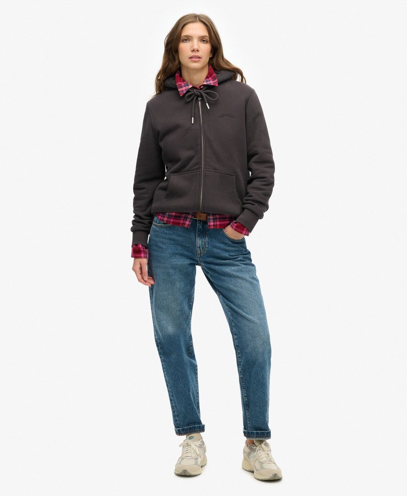 borg gevoerde hoodie met rits in bison black