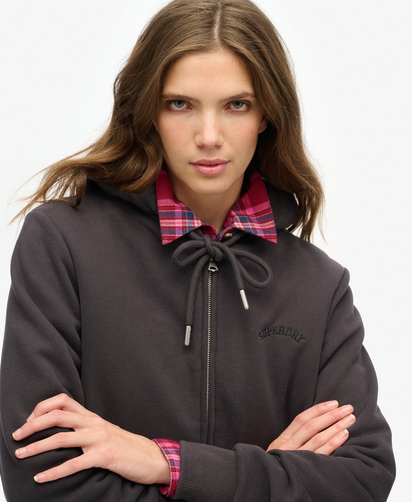 borg gevoerde hoodie met rits in bison black