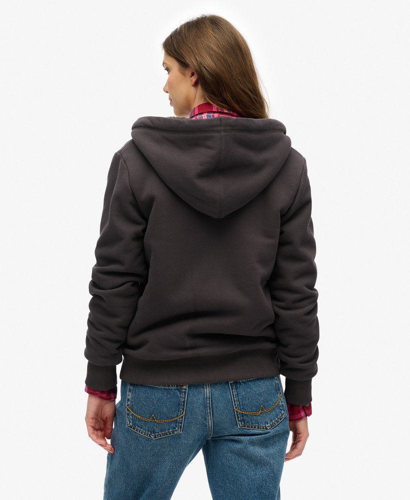 borg gevoerde hoodie met rits in bison black
