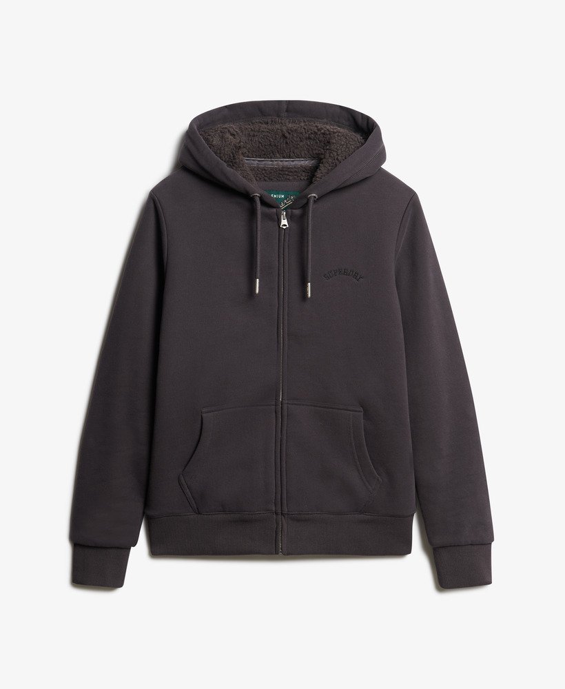 borg gevoerde hoodie met rits in bison black