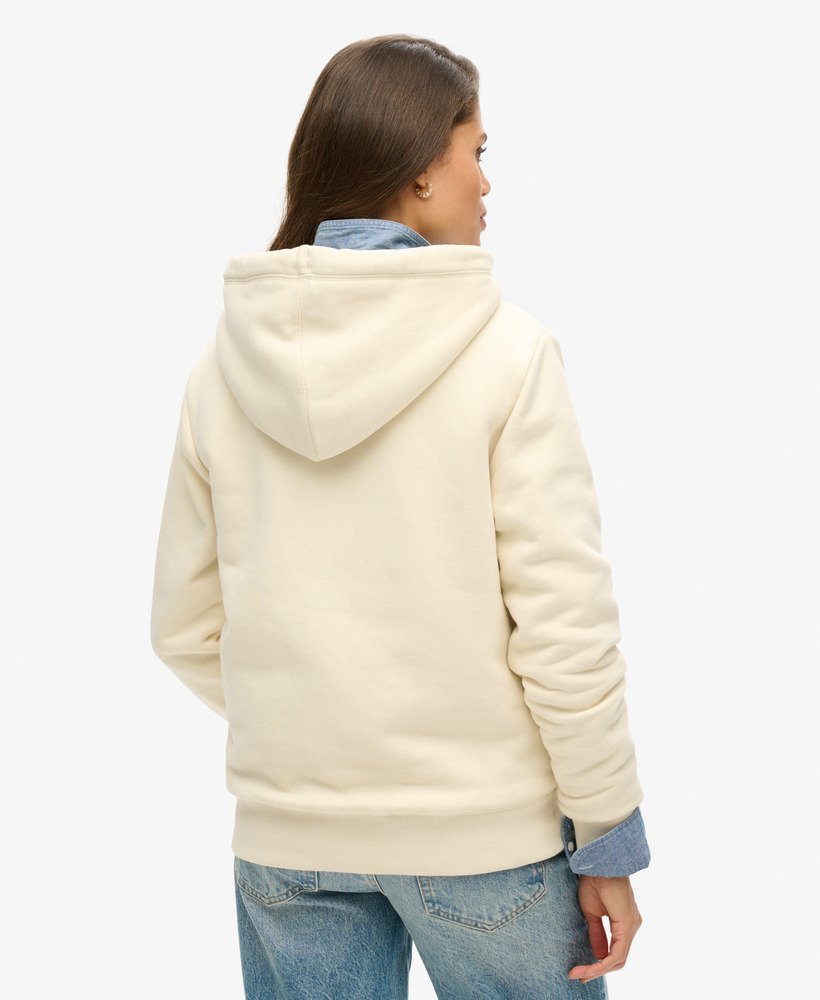 borg gevoerde hoodie met rits in de kleur turtledove cream.