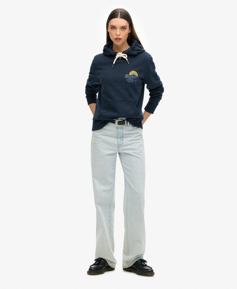 vintage regenboog hoodie in eclipse navy