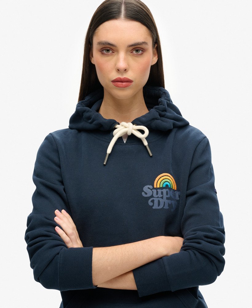 vintage regenboog hoodie in eclipse navy