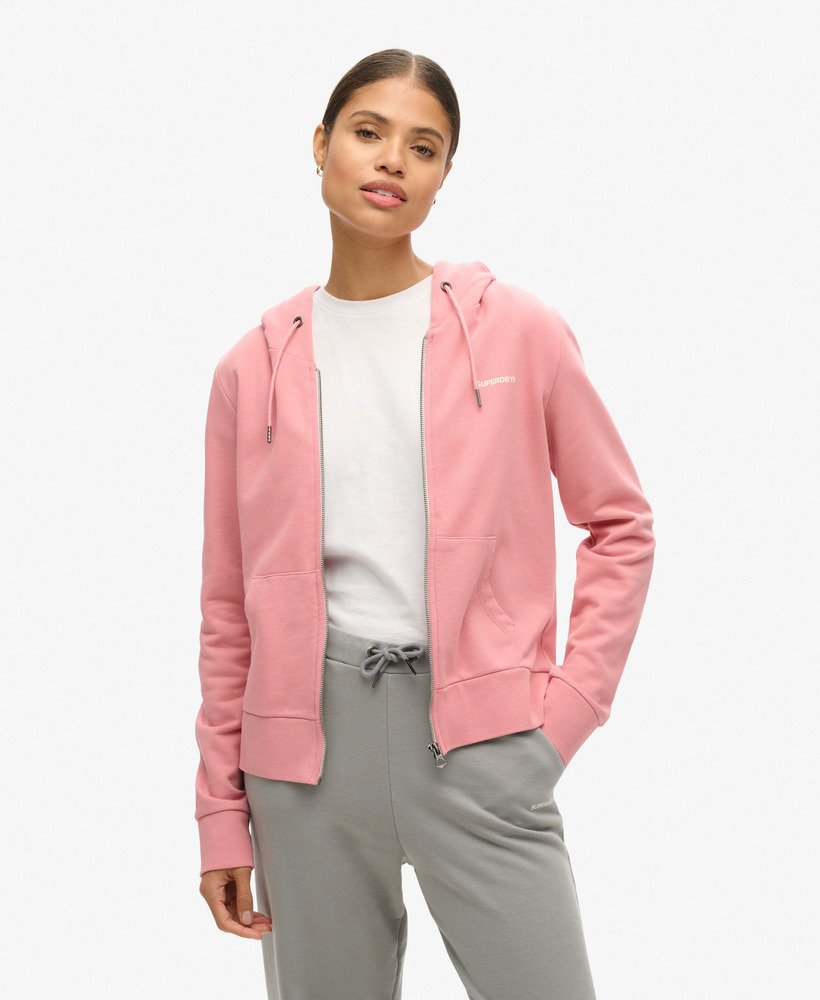 effen hoodie met rits in rookroze
