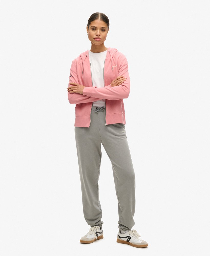 effen hoodie met rits in rookroze
