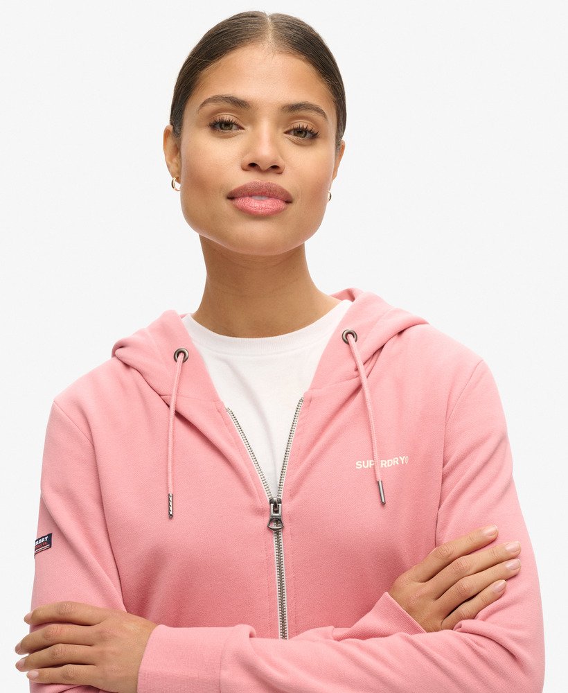 effen hoodie met rits in rookroze