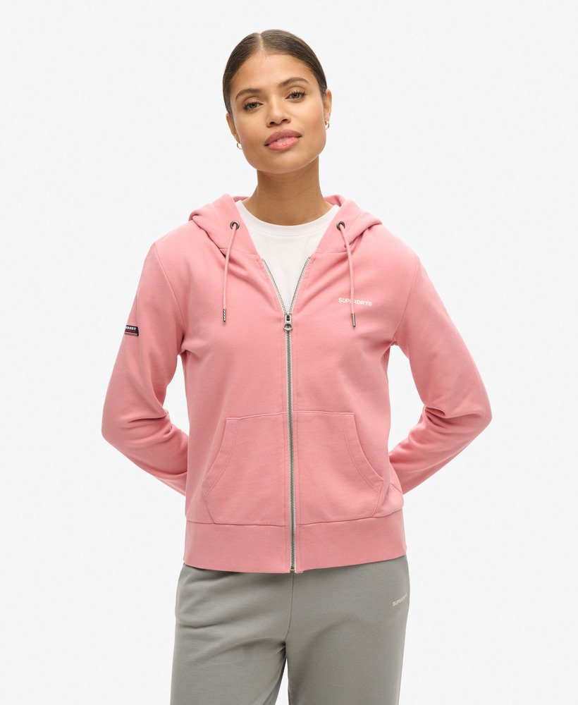 effen hoodie met rits in rookroze