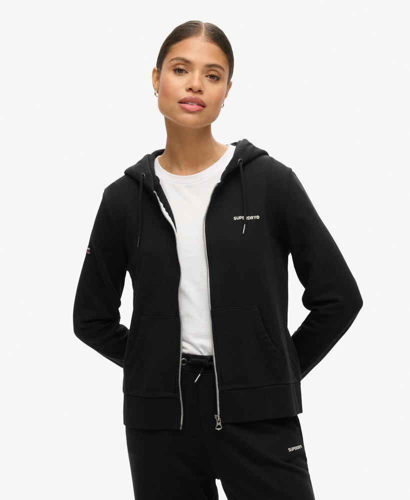 effen hoodie met rits in zwart