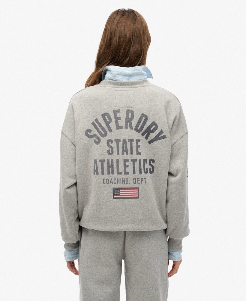 athletic essentials relaxed printed sweatshirt in grey marl