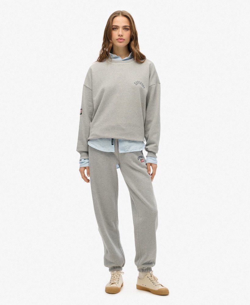 athletic essentials relaxed printed sweatshirt in grey marl