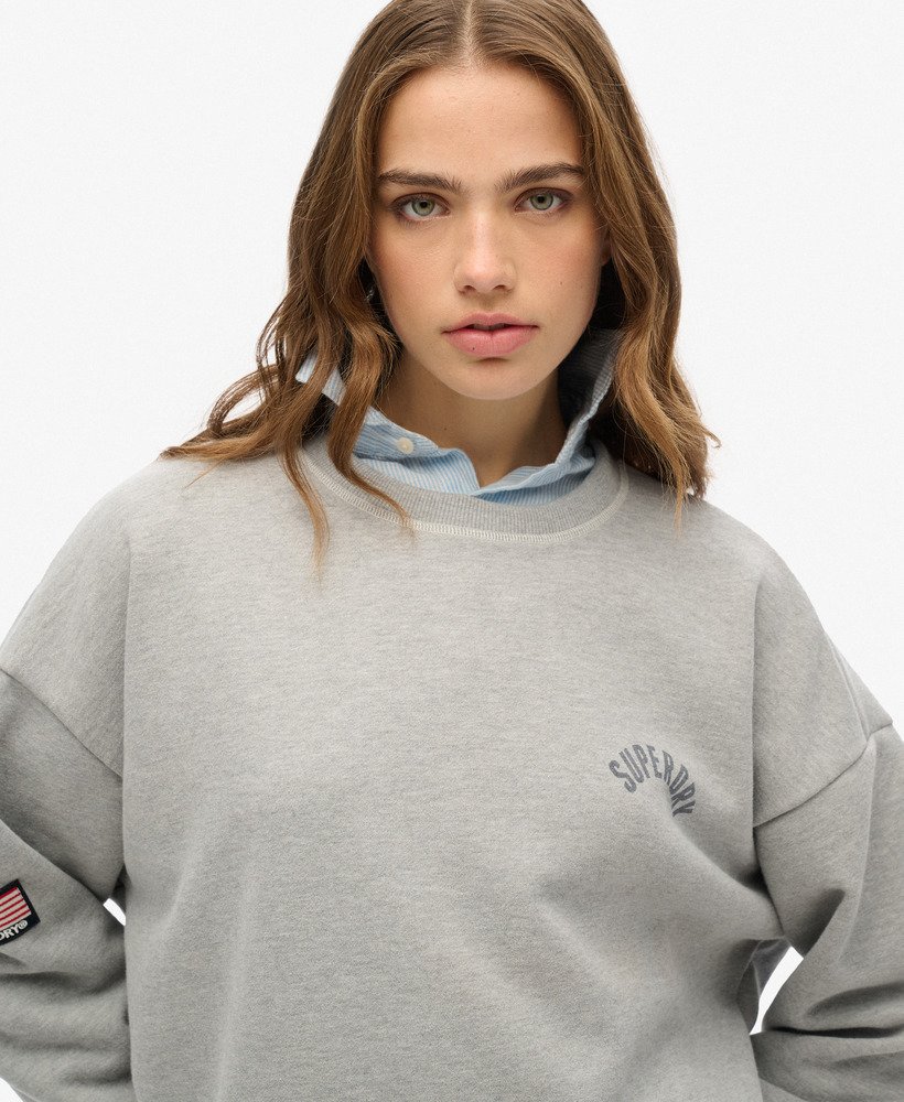athletic essentials relaxed printed sweatshirt in grey marl