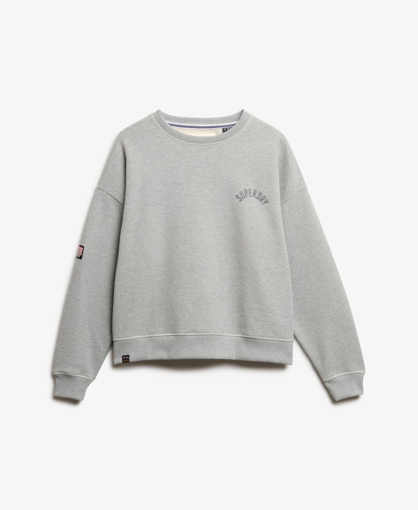 athletic essentials relaxed printed sweatshirt in grey marl