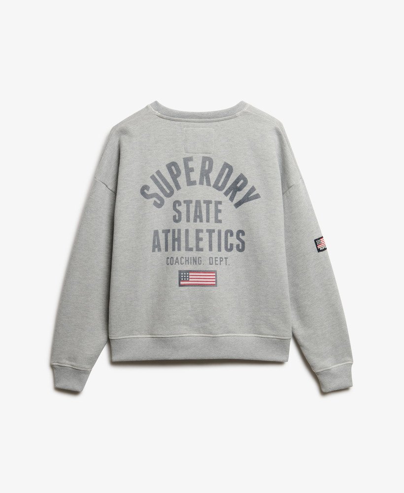 athletic essentials relaxed printed sweatshirt in grey marl