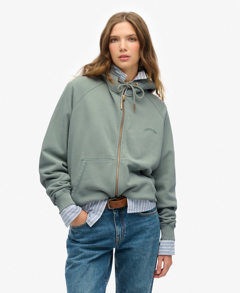 essential logo oversized raglan zip hoodie in lily pad green