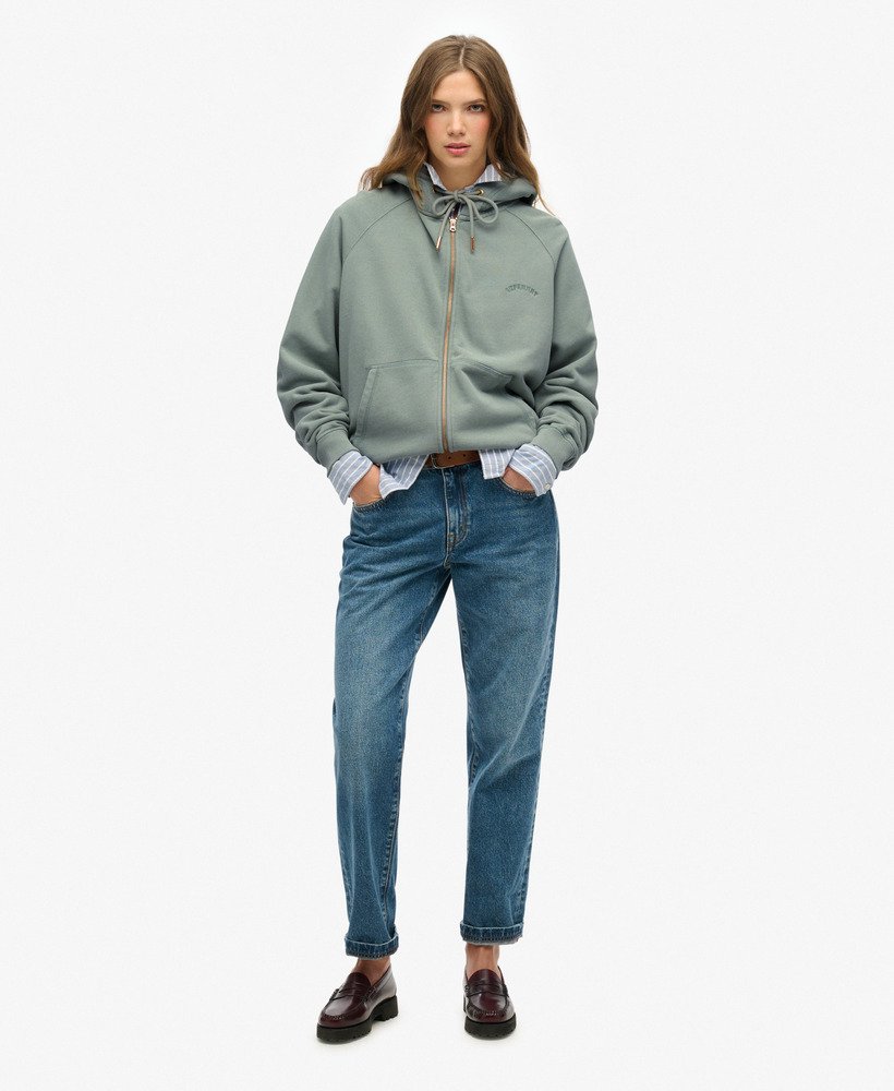 essential logo oversized raglan zip hoodie in lily pad green