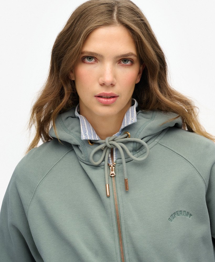essential logo oversized raglan zip hoodie in lily pad green