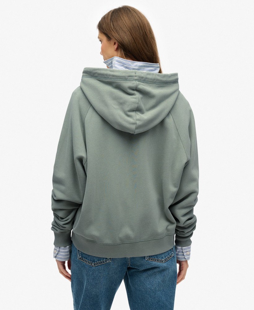 essential logo oversized raglan zip hoodie in lily pad green