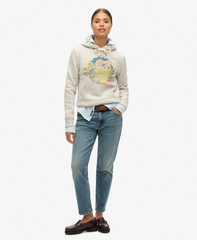 vintage itago hoodie met logo in glacier grey marl.
