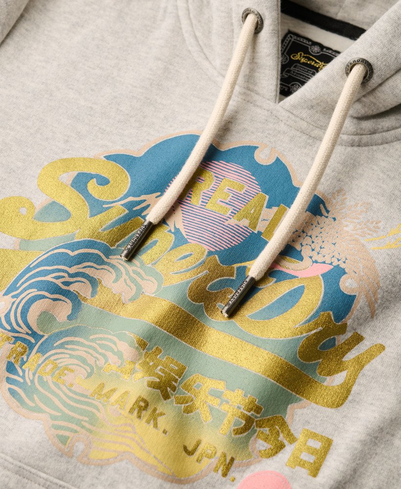 vintage itago hoodie met logo in glacier grey marl.