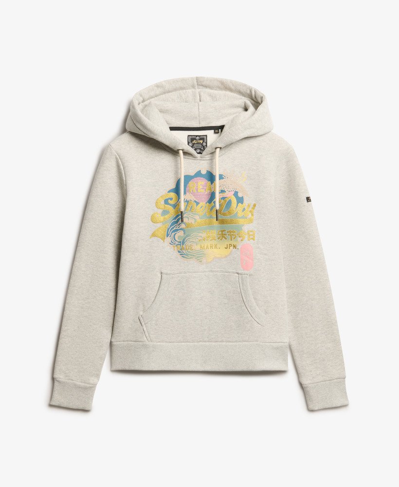 vintage itago hoodie met logo in glacier grey marl.
