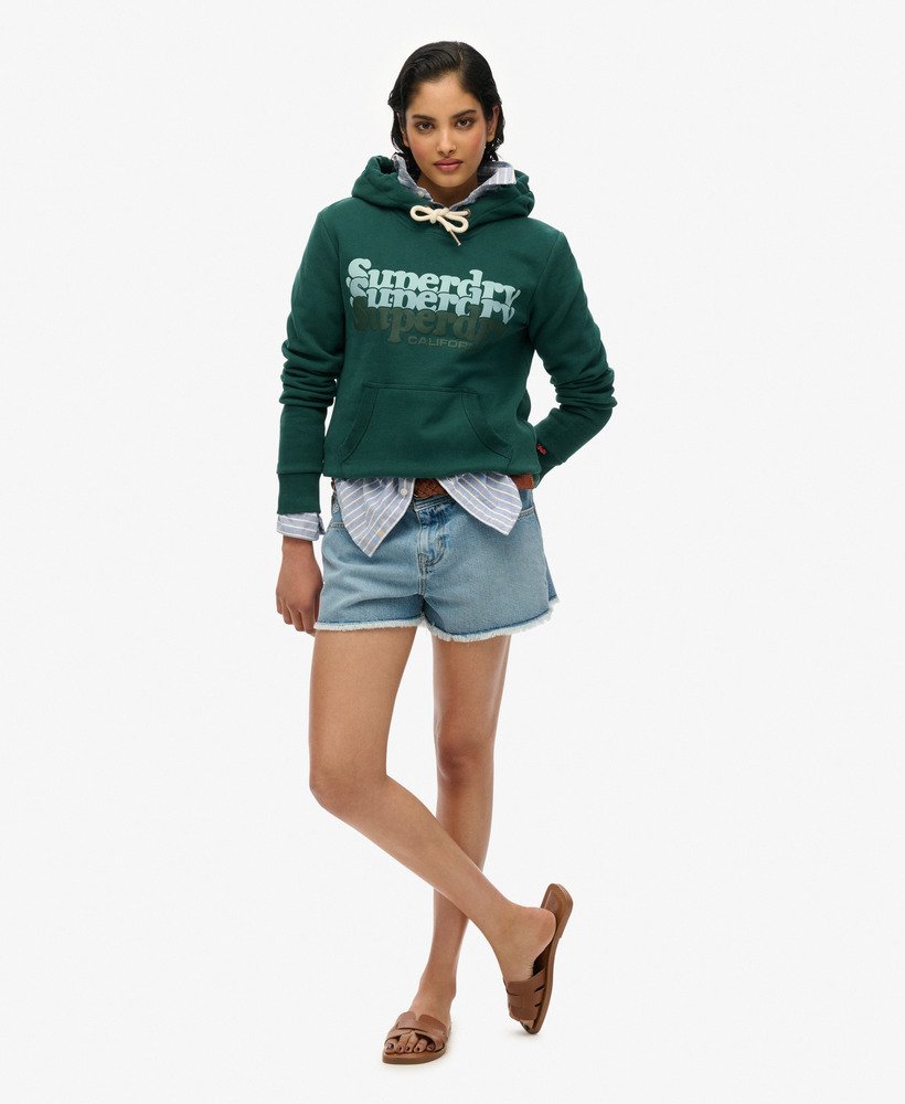 gestapelde hoodie in donker dennengroen