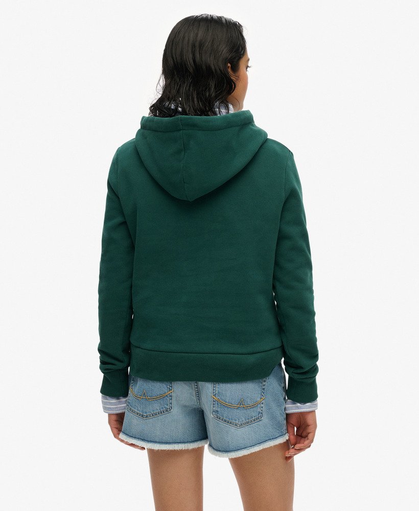 gestapelde hoodie in donker dennengroen
