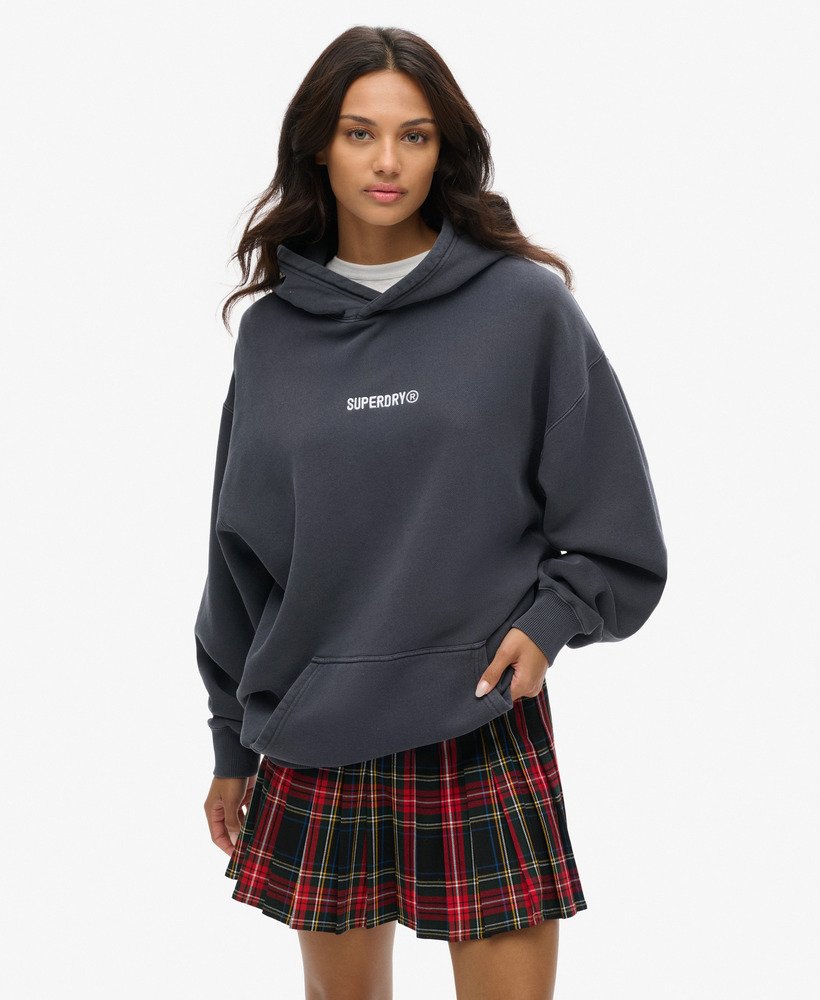 oversized hoodie met micrologo in ebbenhout