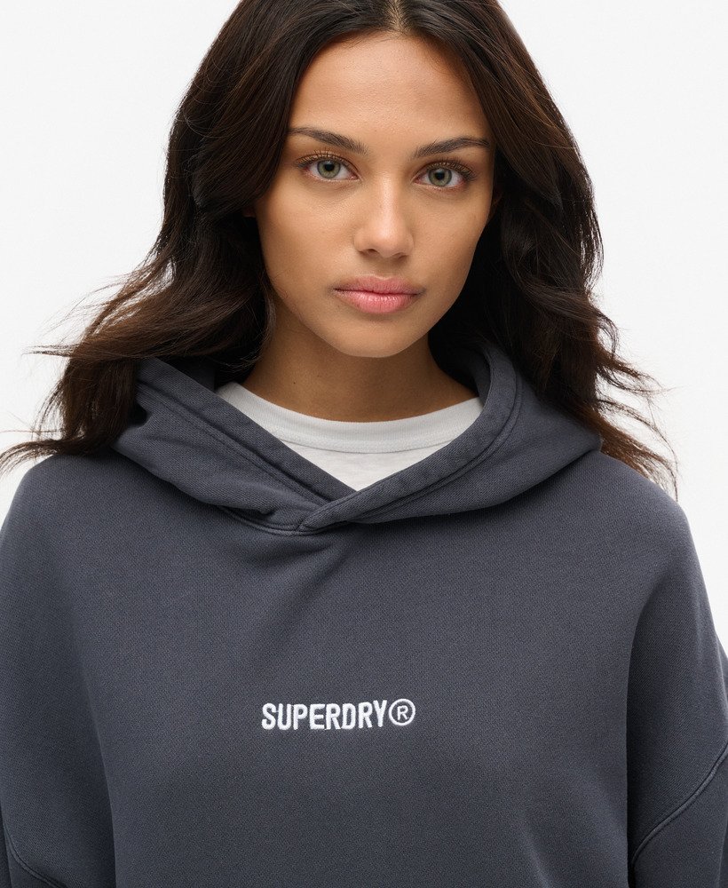 oversized hoodie met micrologo in ebbenhout