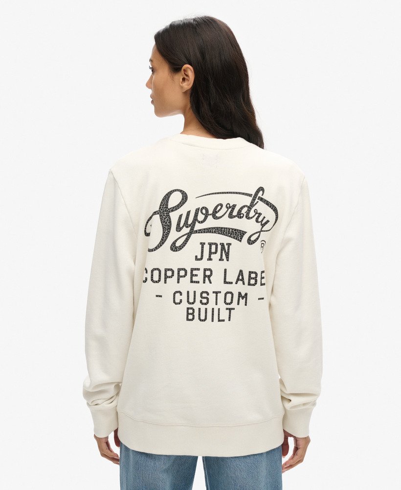 oversized copper label graphic crew sweatshirt in crÈme