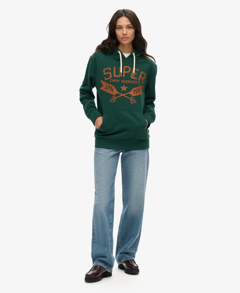 oversized outdoor hoodie met grafische print in bengreen marl.
