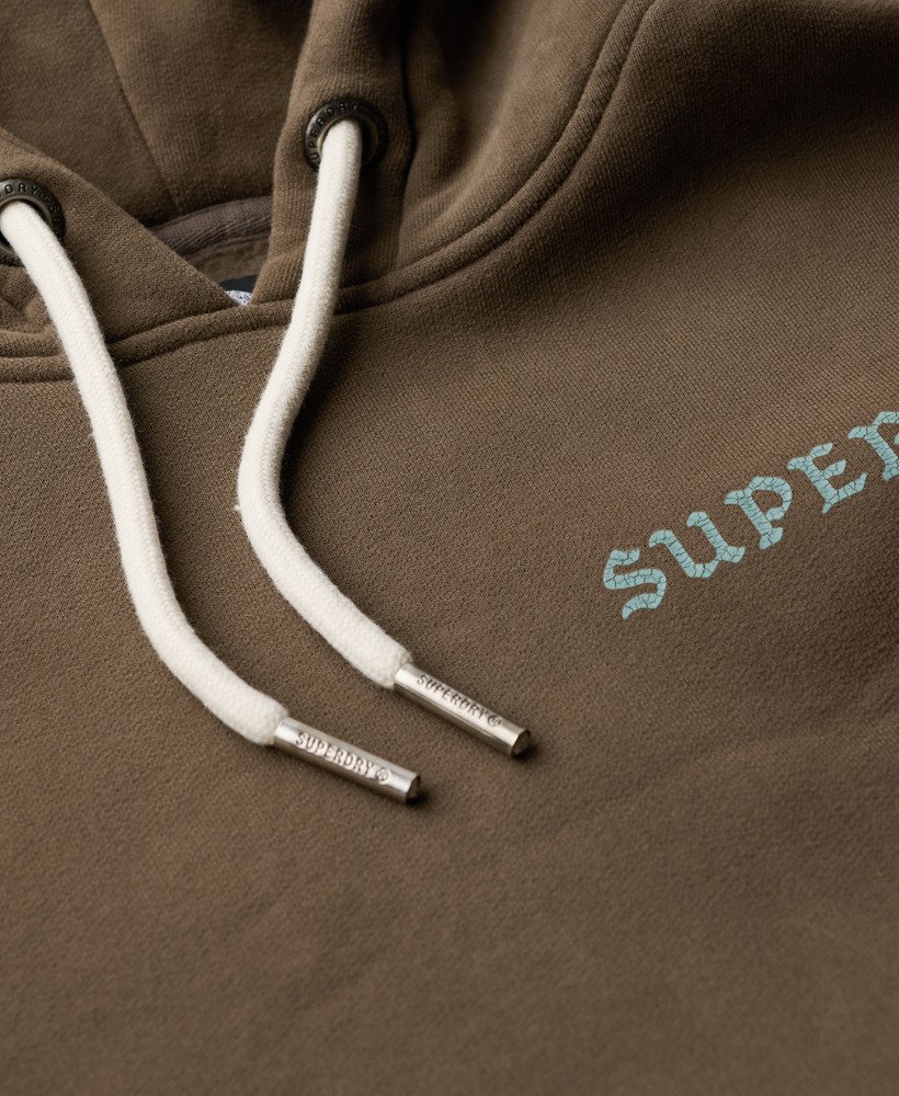 oversized hoodie met tattoo-print in donker kaki