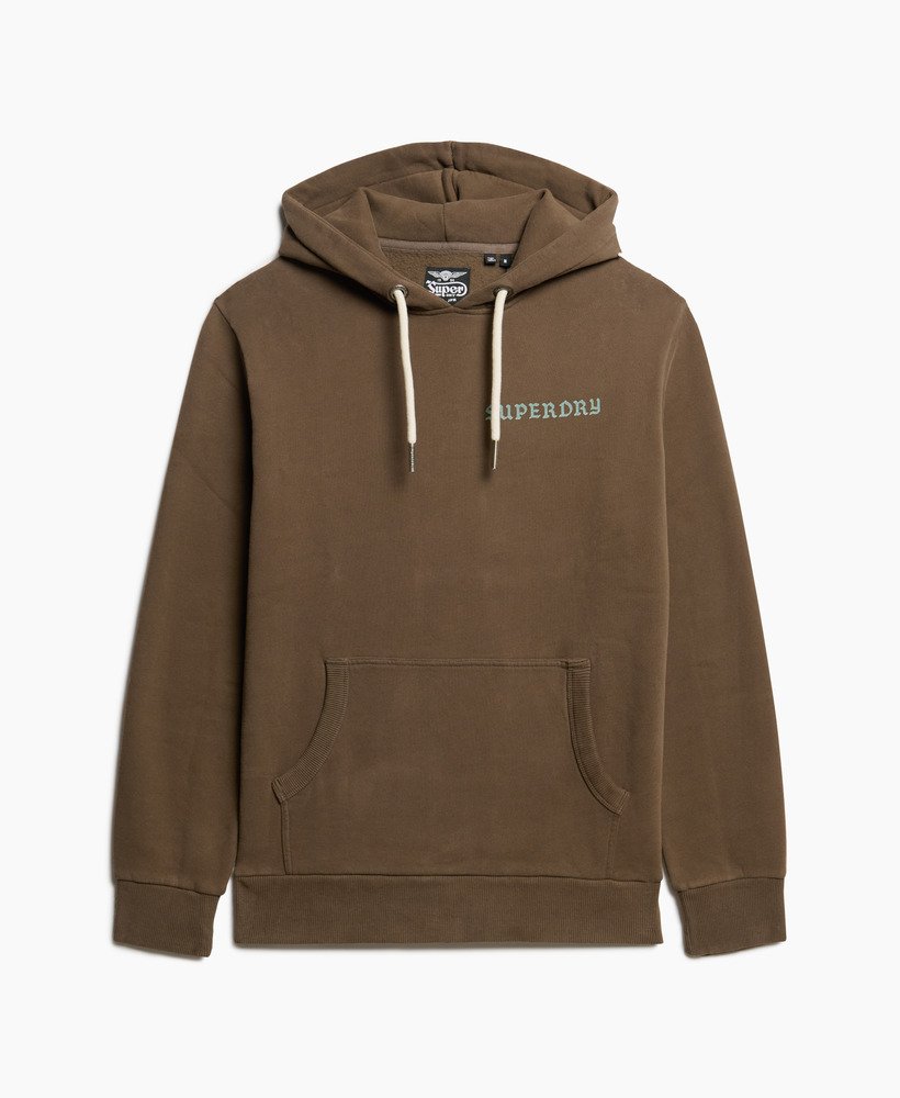 oversized hoodie met tattoo-print in donker kaki