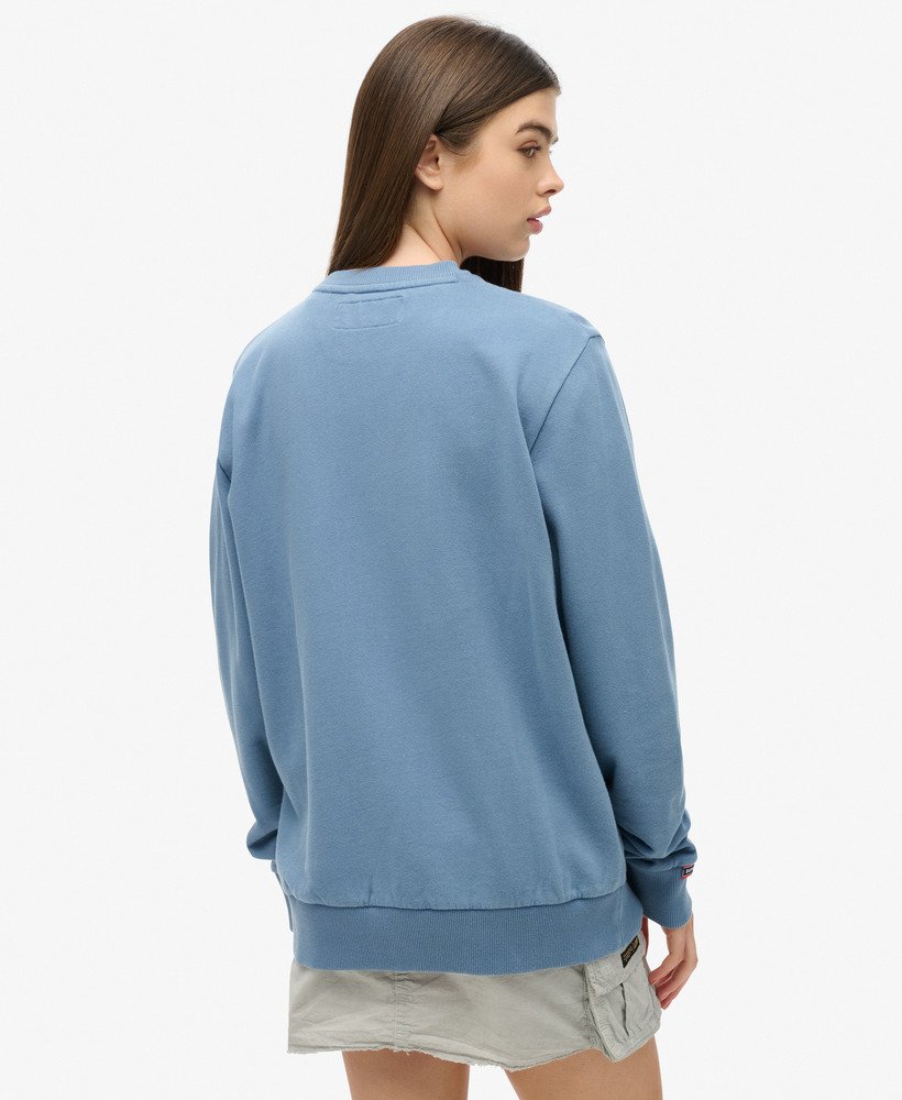 oversized sportieve sweater met print in wedgewood blue