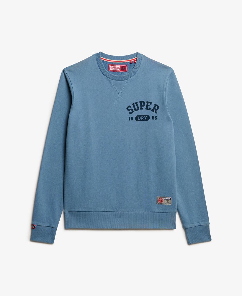 oversized sportieve sweater met print in wedgewood blue