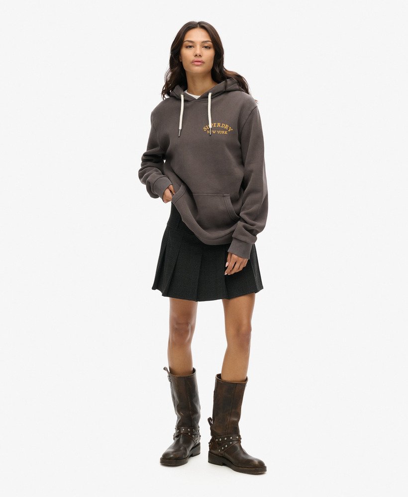 oversized hoodie met tattoo-print op de rug in vintage zwart.