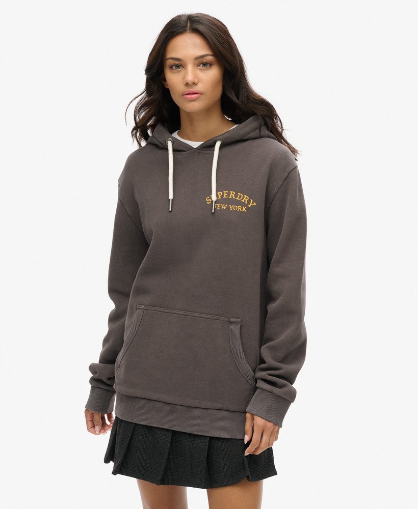 oversized hoodie met tattoo-print op de rug in vintage zwart.
