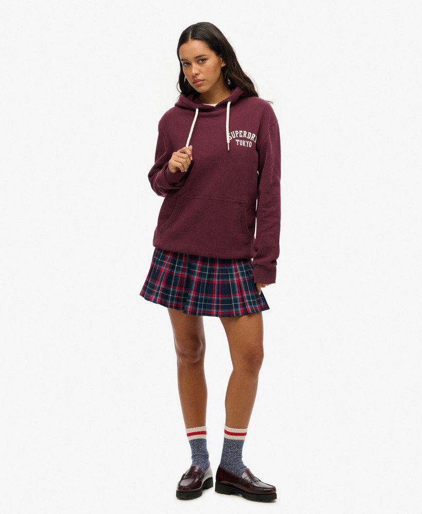 oversized hoodie met tattoo-print op de rug in vijgpaars
