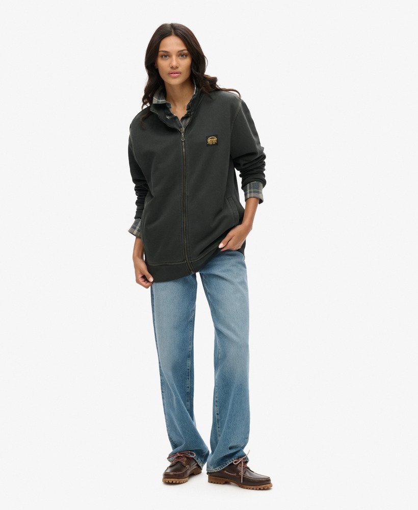 oversized trainingsjack met contrasterende stiksels in gewassen zwart.