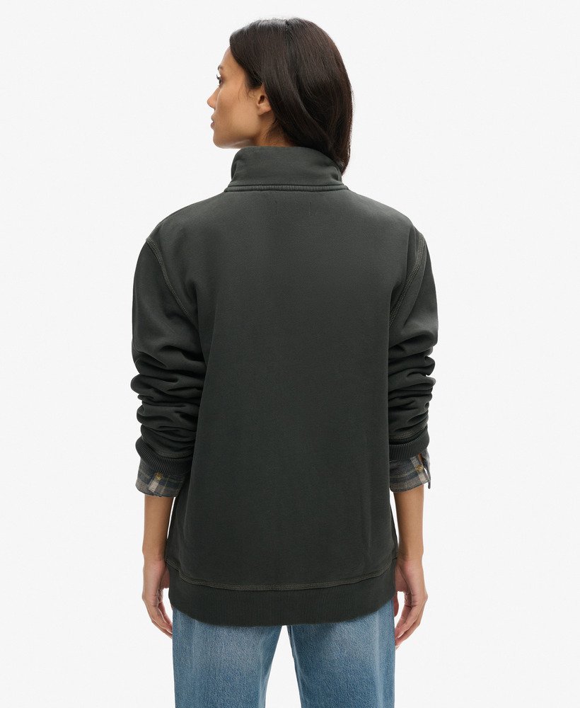 oversized trainingsjack met contrasterende stiksels in gewassen zwart.