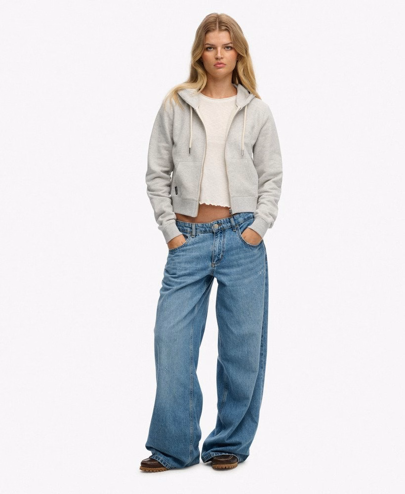 Essential Logo Cropped Zip Hoodie
