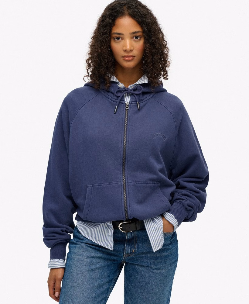 Essential Logo Garment Dyed Zip Hoodie