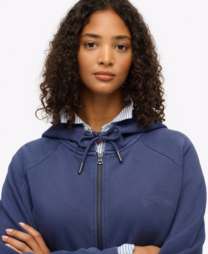 Essential Logo Garment Dyed Zip Hoodie
