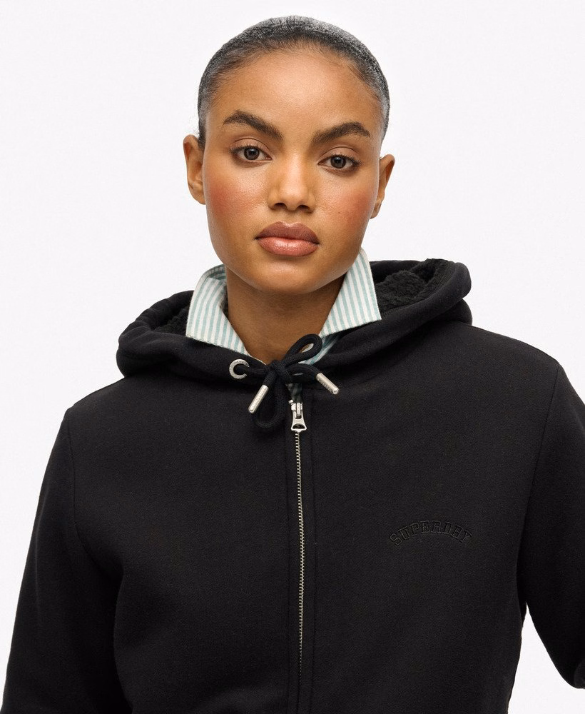 Borg gevoerde hoodie met rits