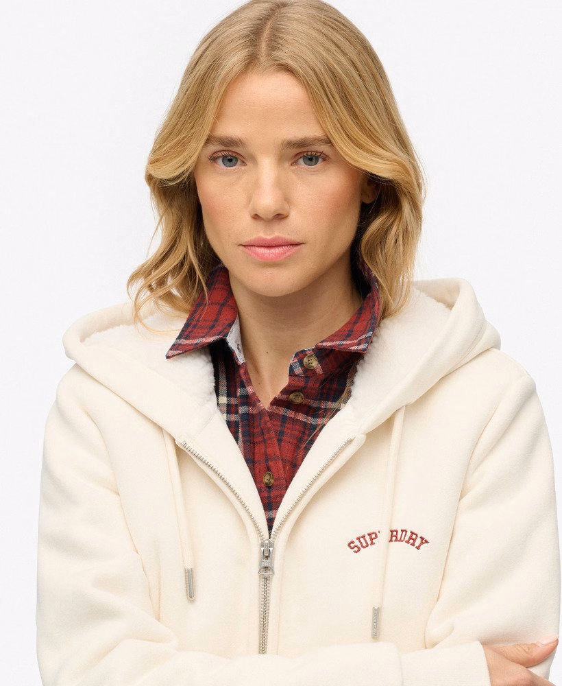 Borg gevoerde hoodie met rits