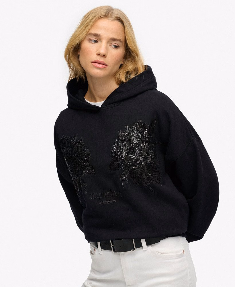 Oversized hoodie met tattoo-versiering