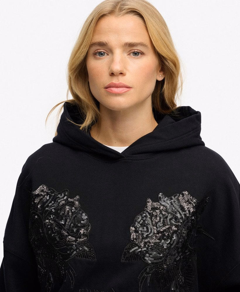 Oversized hoodie met tattoo-versiering