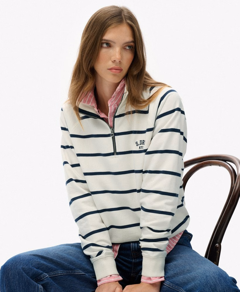 Athletic Essentials gestreept sweatshirt met halve rits