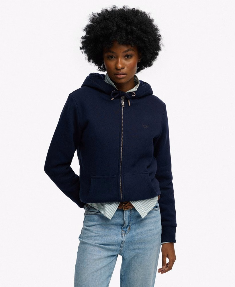Essentiële Borg gevoerde hoodie met rits