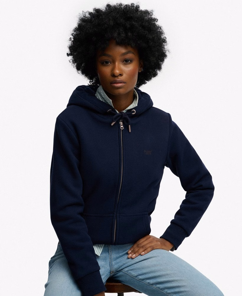 Essentiële Borg gevoerde hoodie met rits